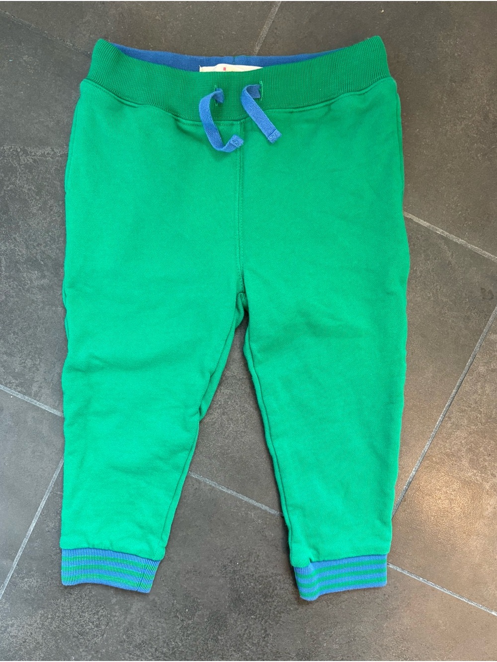 Baby Boden Green Jogger Pants with Blue Trim